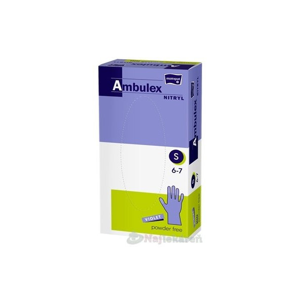 Ambulex Nitryl vyšetřovací nitrilové rukavice velikost S 100 ks
