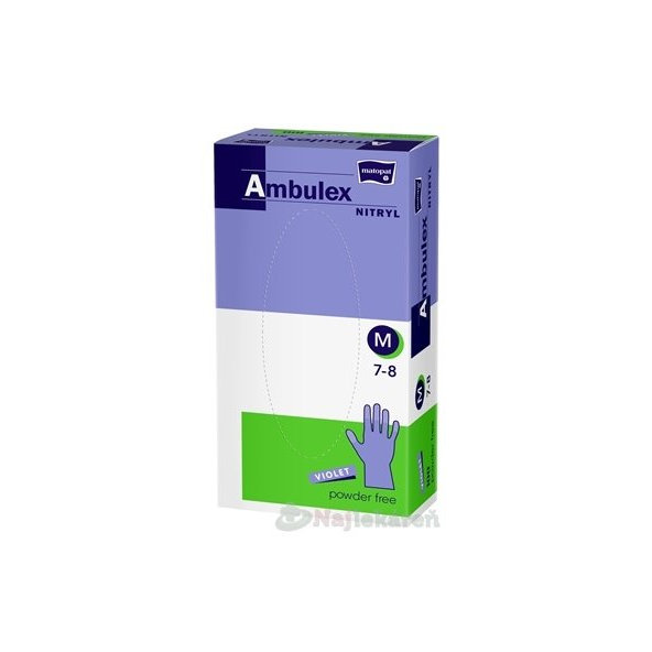 Ambulex Nitryl vyšetřovací nitrilové rukavice velikost M 100 ks