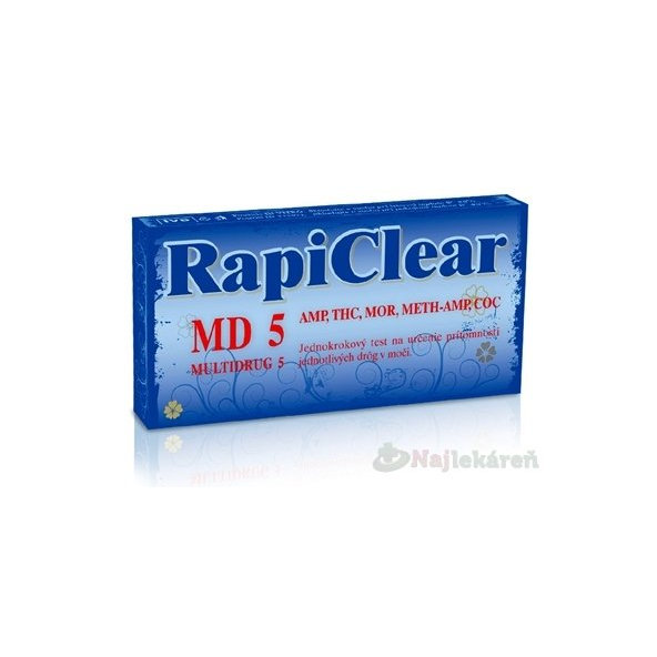 RapiClear MD5 Multidrug test na drogy IVD samodiagnostický