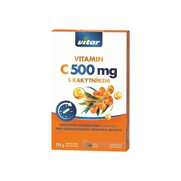 Vitar Vitamín C 500 mg s rakytníkem postupné uvolňování 30 kapslí