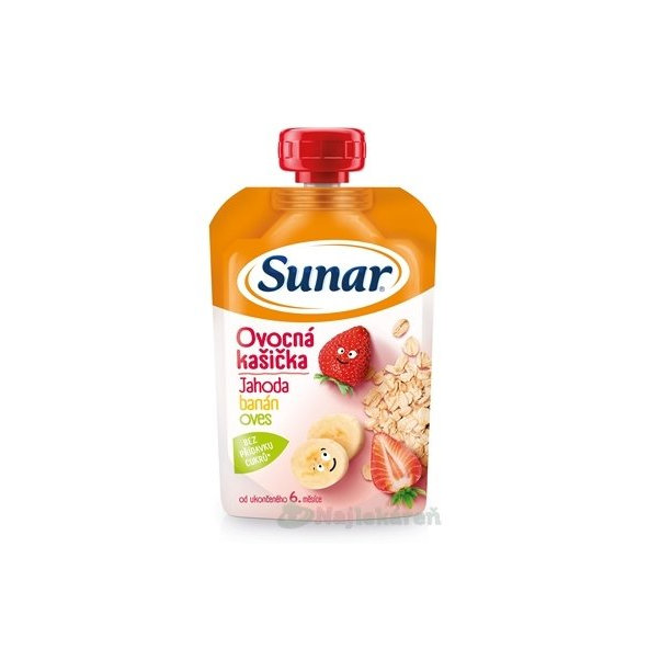 SUNAR Ovocná kašička jahoda banán oves 6m+ 120 g