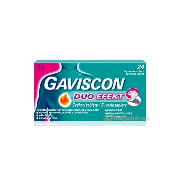 GAVISCON DUO EFEKT žvýkací tablety na žaludeční kyselinu 24 ks