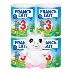 France Lait 3 kojenecké mléko 4×400 g + plyšové zvířátko
