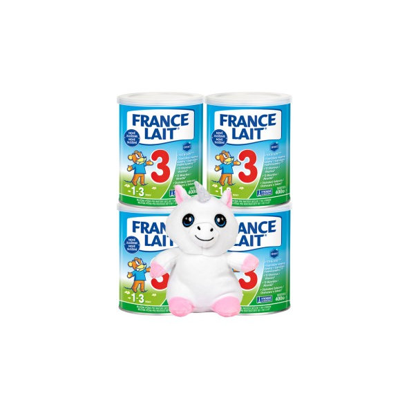 France Lait 3 kojenecké mléko 4×400 g + plyšové zvířátko