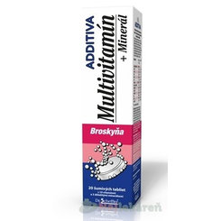 ADDITIVA Multivitamín + Minerál broskev 20 šumivých tablet