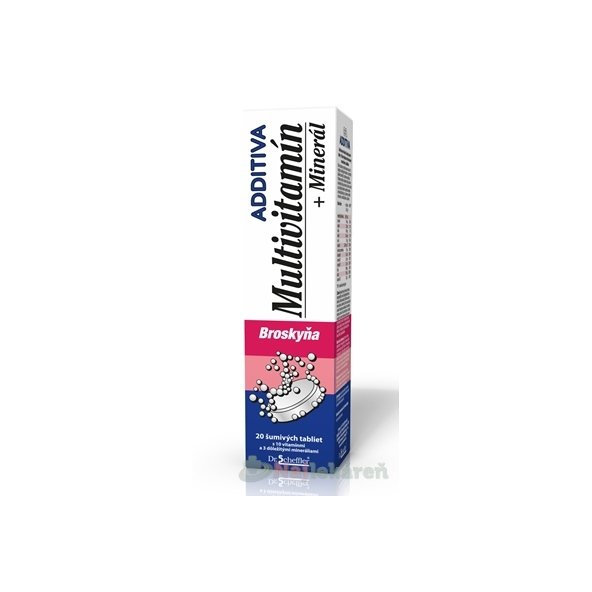 ADDITIVA Multivitamín + Minerál broskev 20 šumivých tablet