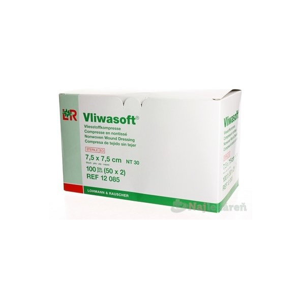 Vliwasoft sterilní kompresy 7,5×7,5 cm 6vrstvé 2 ks