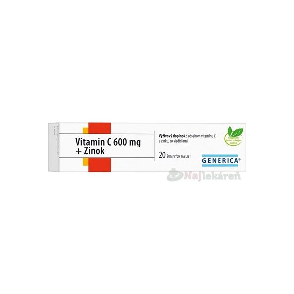 Generica Vitamin C 600 mg + zinek 20 šumivých tablet