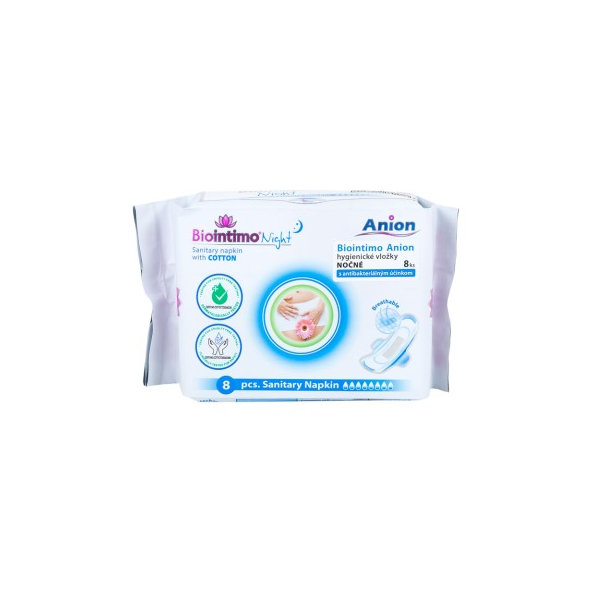 Biointimo Anion noční vložky s křidélky 8 kusů