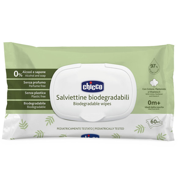 Chicco dětské vlhčené ubrousky bez plastu 60 ks
