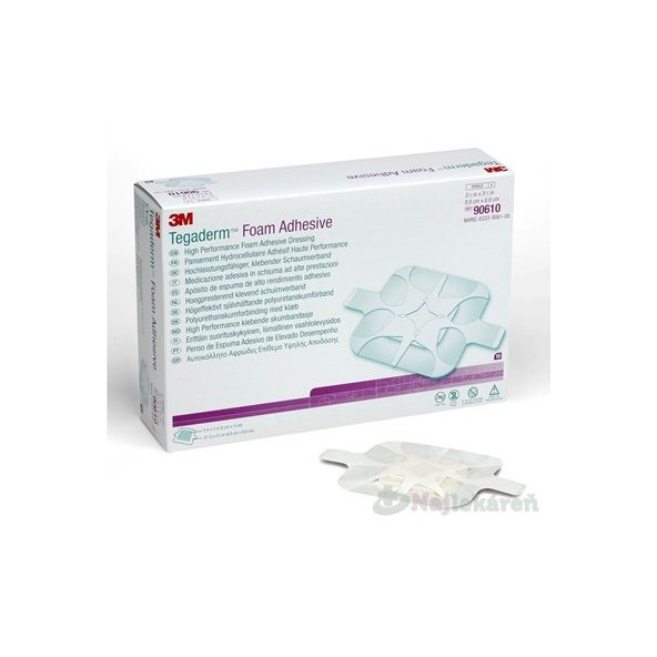 3M Tegaderm Foam Adhesive pěnové krytí čtverec 8,8x8,8 cm 10 ks