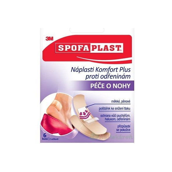 3M Spofaplast č. 187 Komfort Plus náplasti proti odřeninám nohou 6 ks
