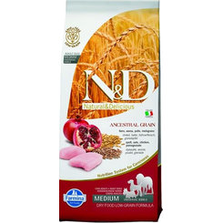 Farmina N&D Dog AG adult medium maxi kuře špalda oves 12 kg