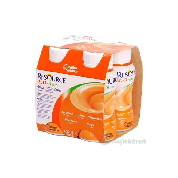 Resource 2.0 + Fibre meruňka 4x200 ml