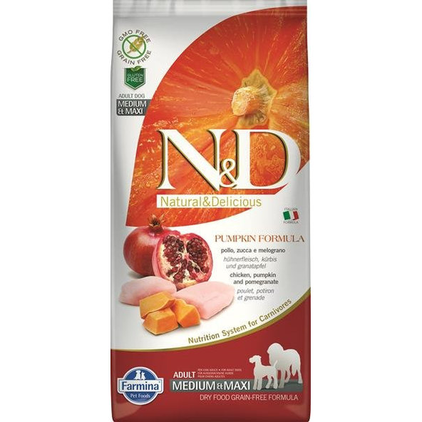 Farmina N&D Dog Pumpkin GF adult medium maxi kuře granátové 12 kg