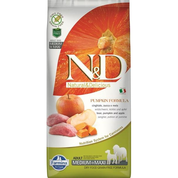 Farmina N&D Dog Pumpkin GF adult medium maxi kančí jablko 12 kg