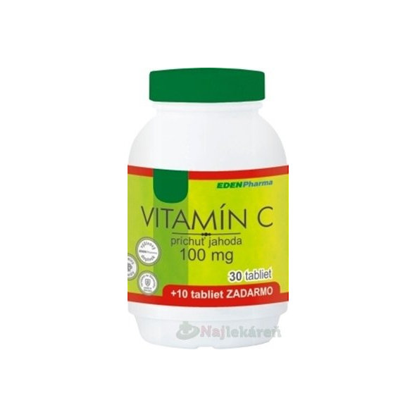 EDENPharma Vitamín C 100 mg jahoda 30 + 10 tablet zdarma