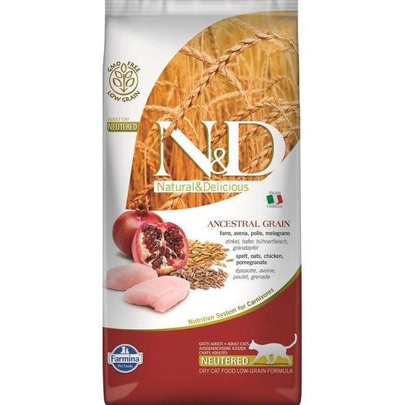 Farmina N&D Cat AG adult neutered kuře špalda oves 5 kg