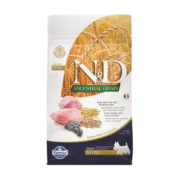 Farmina N&D AG Adult Mini jehně špalda oves borůvka 0,8 kg