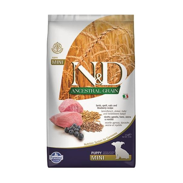 Farmina N&D AG Puppy Mini jehně špalda oves borůvka 2,5 kg