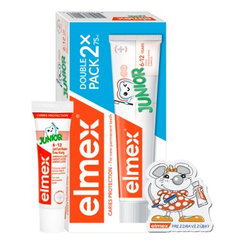 Elmex Junior zubní pasta Duopack 2×75 ml + dárek