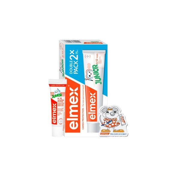 Elmex Junior zubní pasta Duopack 2×75 ml + dárek
