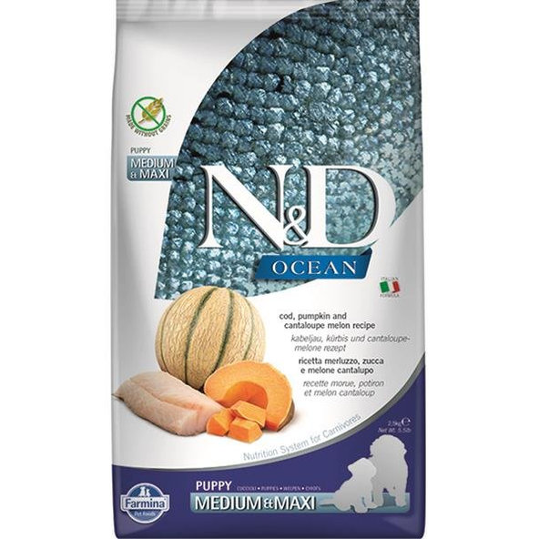 Farmina N&D Ocean Pumpkin GF Puppy Maxi treska meloun 2,5 kg