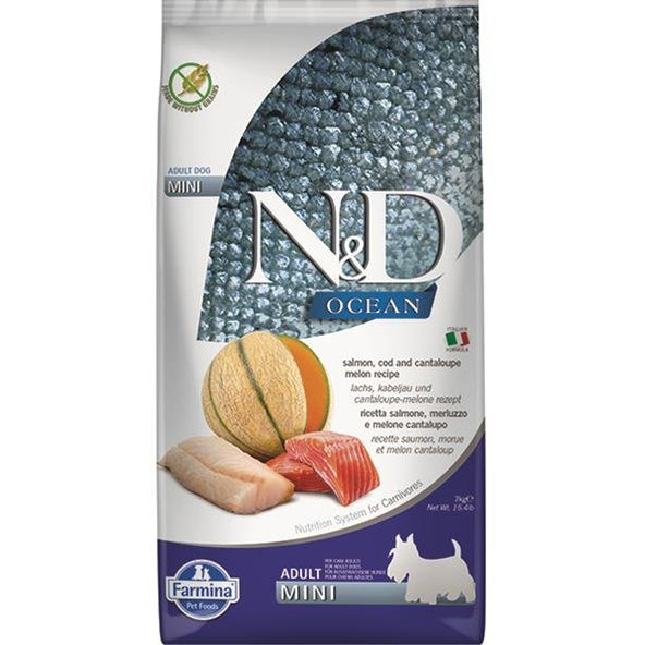Farmina N&D Dog Ocean GF adult mini losos treska meloun 7 kg