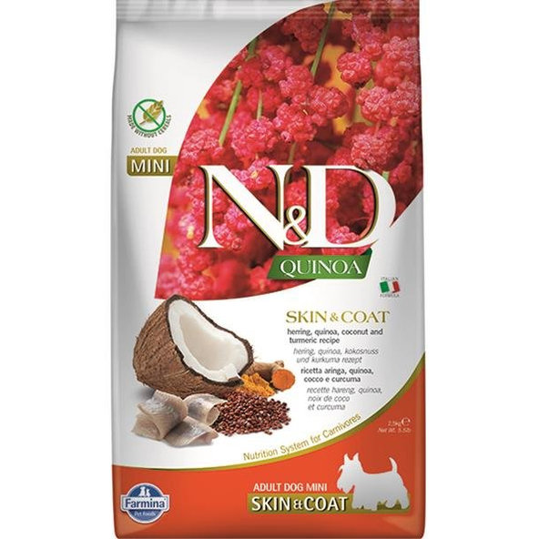 Farmina N&D Quinoa GF adult mini Skin & Coat sleď kokos 2,5 kg