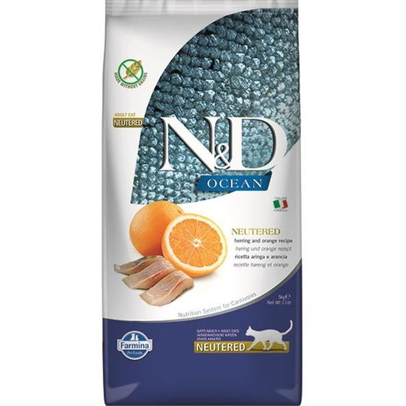 Farmina N&D Ocean Neutered sleď pomeranč pro kočky 5 kg