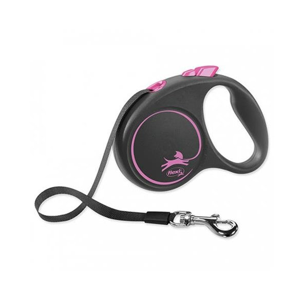 Flexi Black Design L růžové vodítko páska 5 m