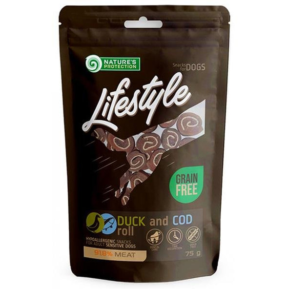 Natures Protection Lifestyle kachní ruličky s treskou 75 g