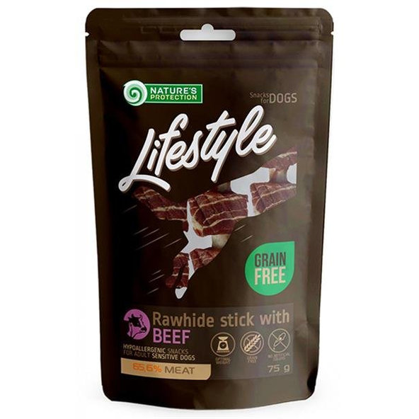 Pamlsek Natures Protection Lifestyle tyčinky z kůže s hovězím masem 75g