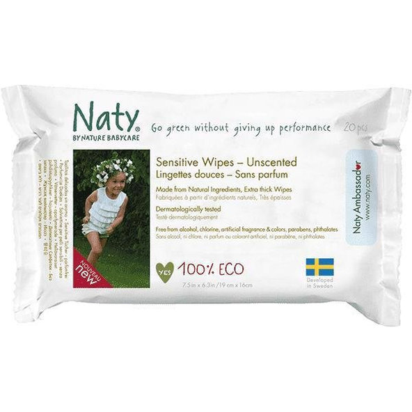 Eco by Naty vlhčené obrúsky cestovné neparfumované Sensitive Eco 20 ks