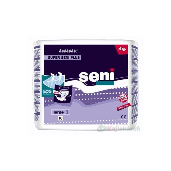 Seni Super Plus Air Large 3 plenkové inkontinenční kalhotky 10 ks