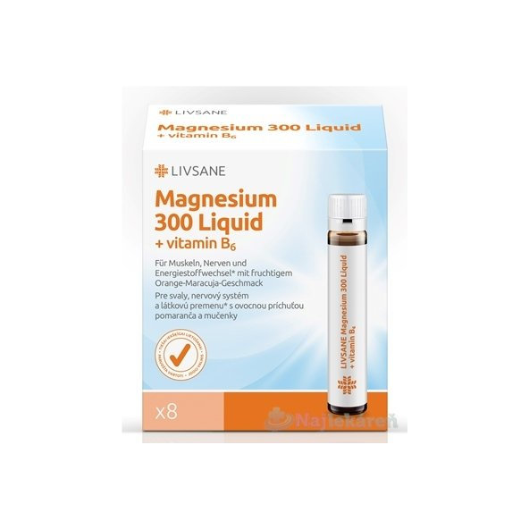 LIVSANE tekutý hořčík s vitamínem B6 8×30 ml
