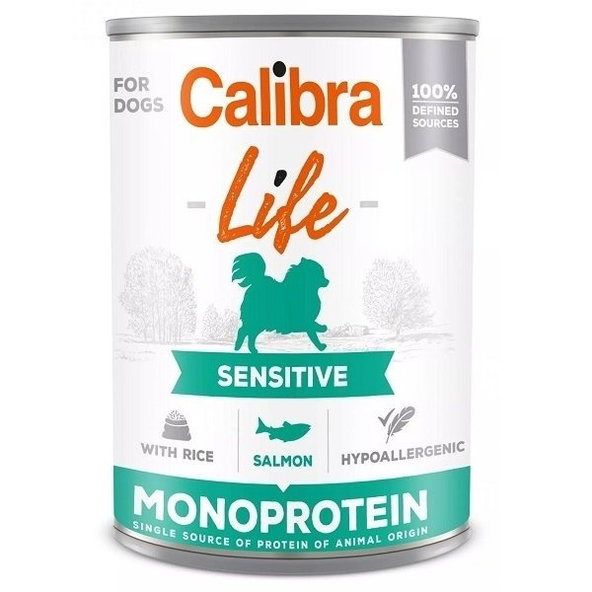 Calibra Dog Adult Life Sensitive losos a rýže konzerva 6×400 g