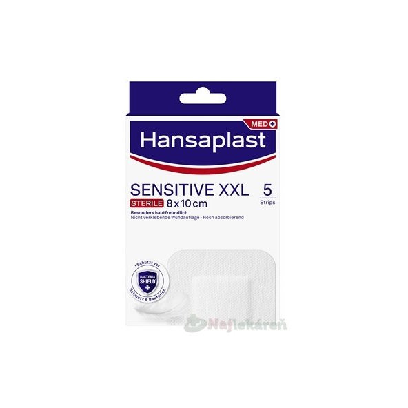 Hansaplast Med Sensitive XXL náplast 8×10cm 5ks