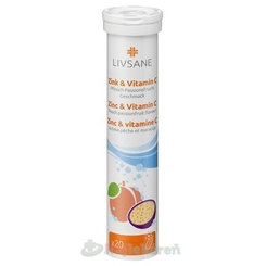 LIVSANE zinek + vitamín C šumivé tablety broskev mučenka 20 tablet