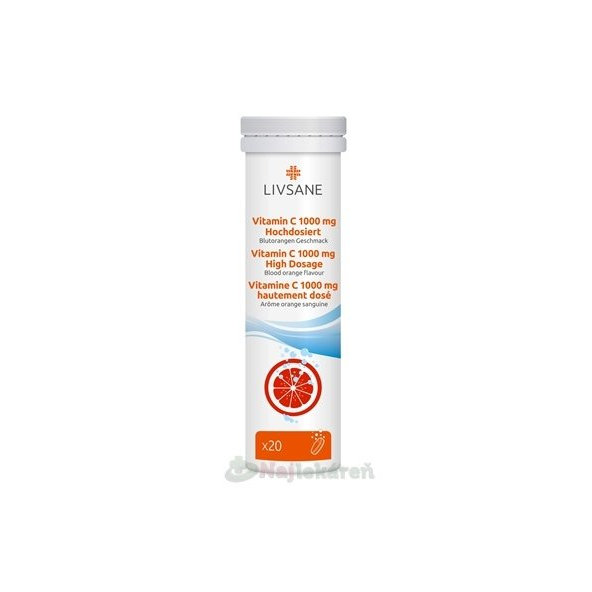 LIVSANE Vitamin C 1000 mg červený pomeranč 20 šumivých tablet