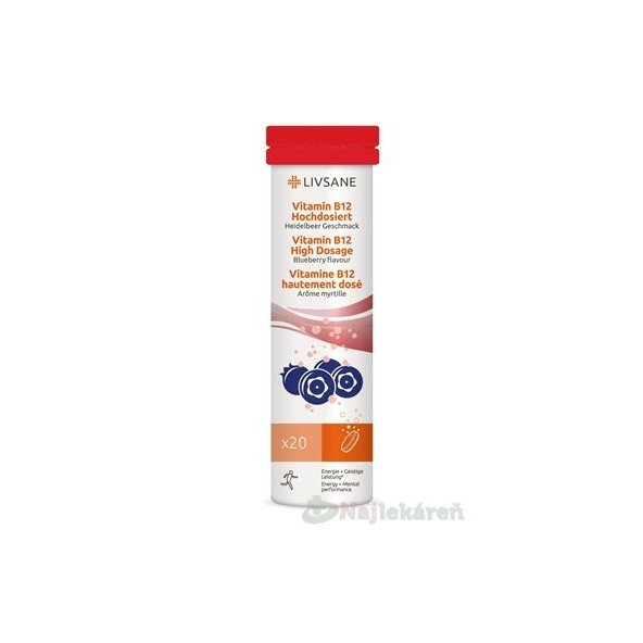 LIVSANE Vitamin B12 borůvka 20 šumivých tablet