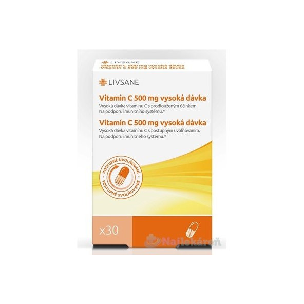 LIVSANE vitamín C 500 mg s postupným uvolňováním 30 kapslí