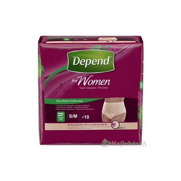DEPEND Super Inkontinenční kalhotky S/M dámské 10 ks