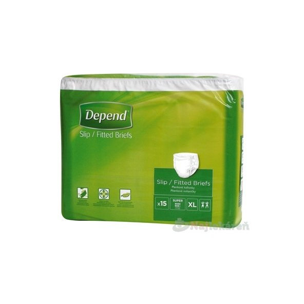 DEPEND Slip Super Inkontinenční kalhotky plenkové XL prodyšné 15 ks