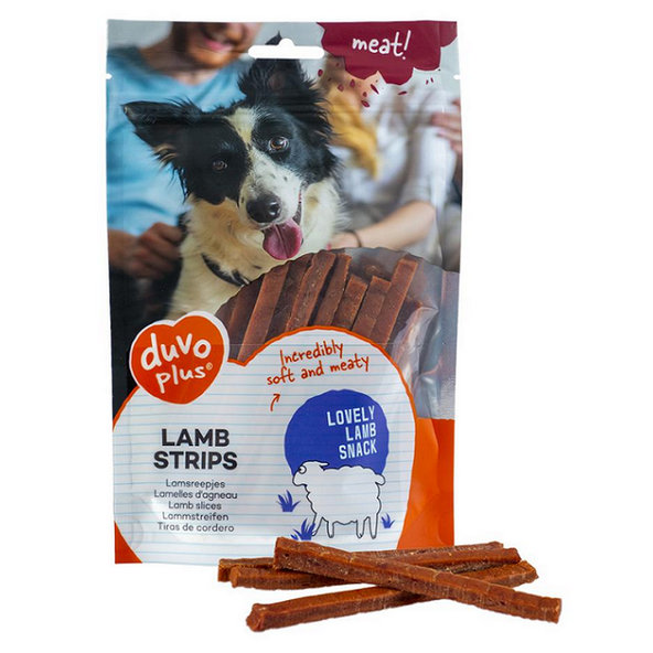Duvo+ Pamlsek jehněčí proužky pro psy 80 g