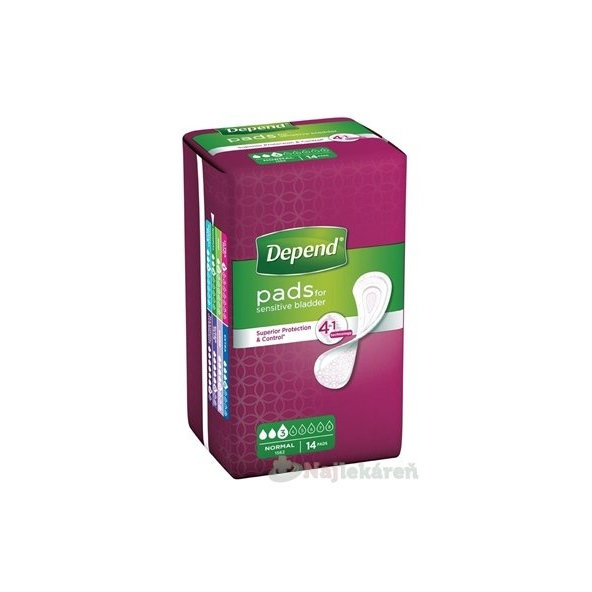 DEPEND Normal Inkontinenční vložky pro ženy savost 250 ml 14 ks