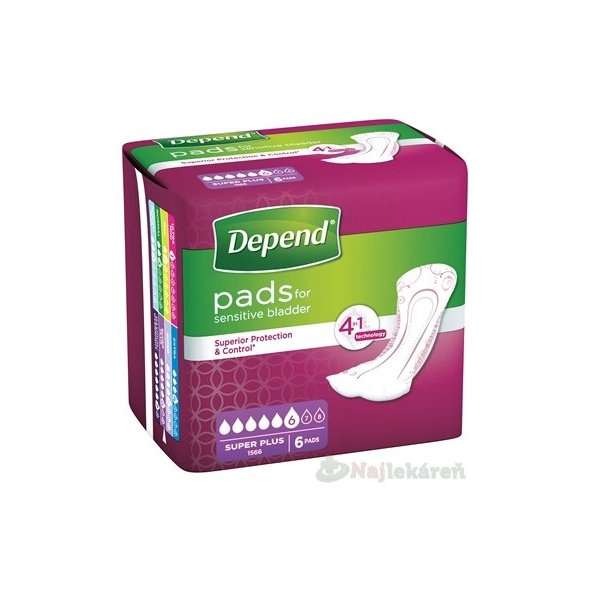 DEPEND Super Night Inkontinenční vložky pro ženy savost 808 ml 6 ks