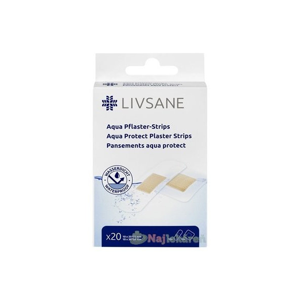 LIVSANE voděodolná náplast proužky 2 velikosti 20 ks