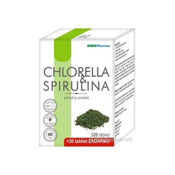 EDENPharma Chlorella + Spirulina 120 + 30 tablet zdarma