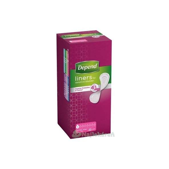 DEPEND Ultra Mini Inkontinenční vložky pro ženy savost 80 ml 22 ks